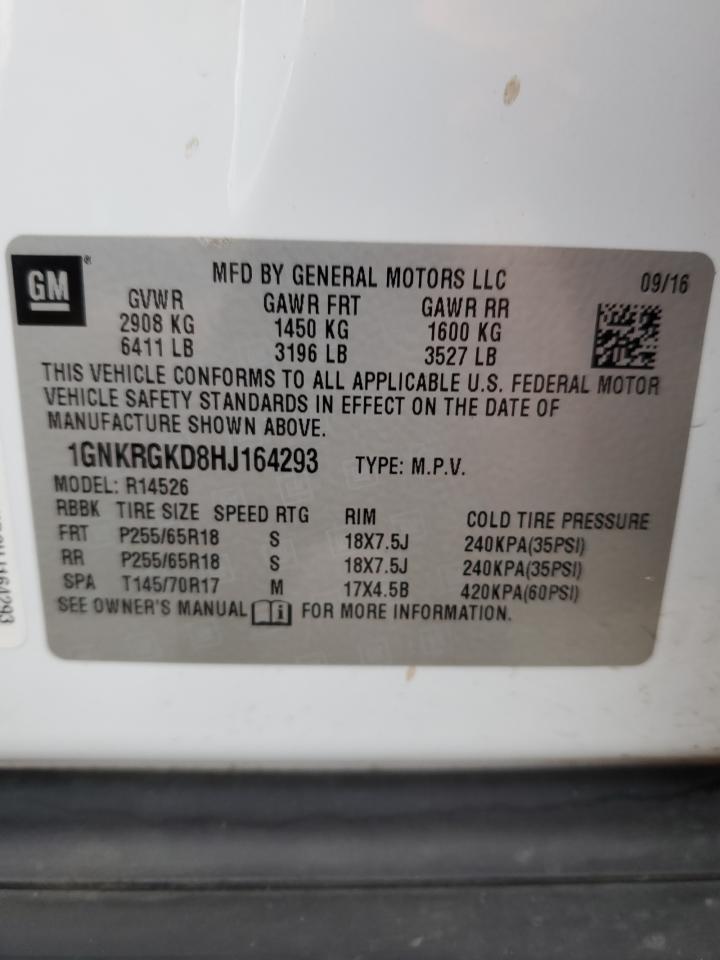 1GNKRGKD8HJ164293 CHEVROLET TRAVERSE 2017
