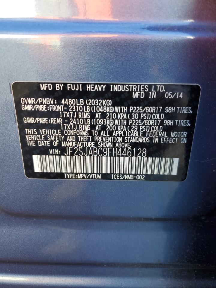 2015 Subaru Forester 2.5I VIN: JF2SJABC9FH446128 Lot: 82885074