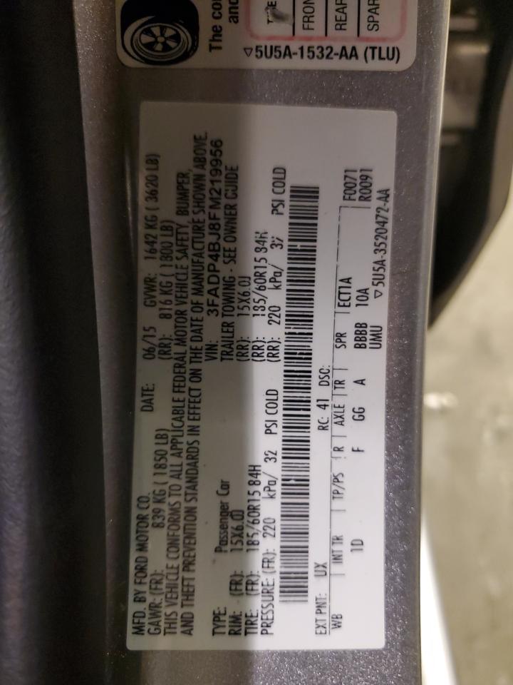 2015 Ford Fiesta Se VIN: 3FADP4BJ8FM219956 Lot: 59047655