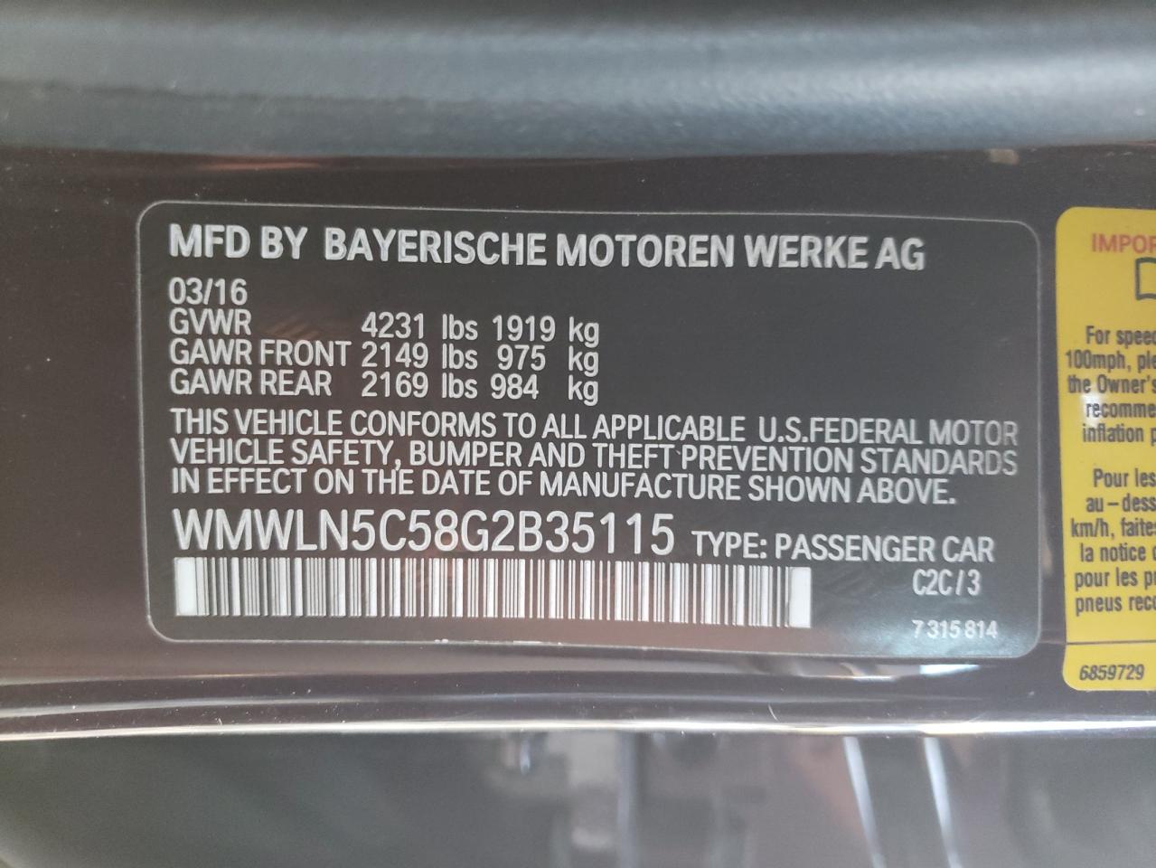 2016 Mini Cooper Clubman VIN: WMWLN5C58G2B35115 Lot: 86257614