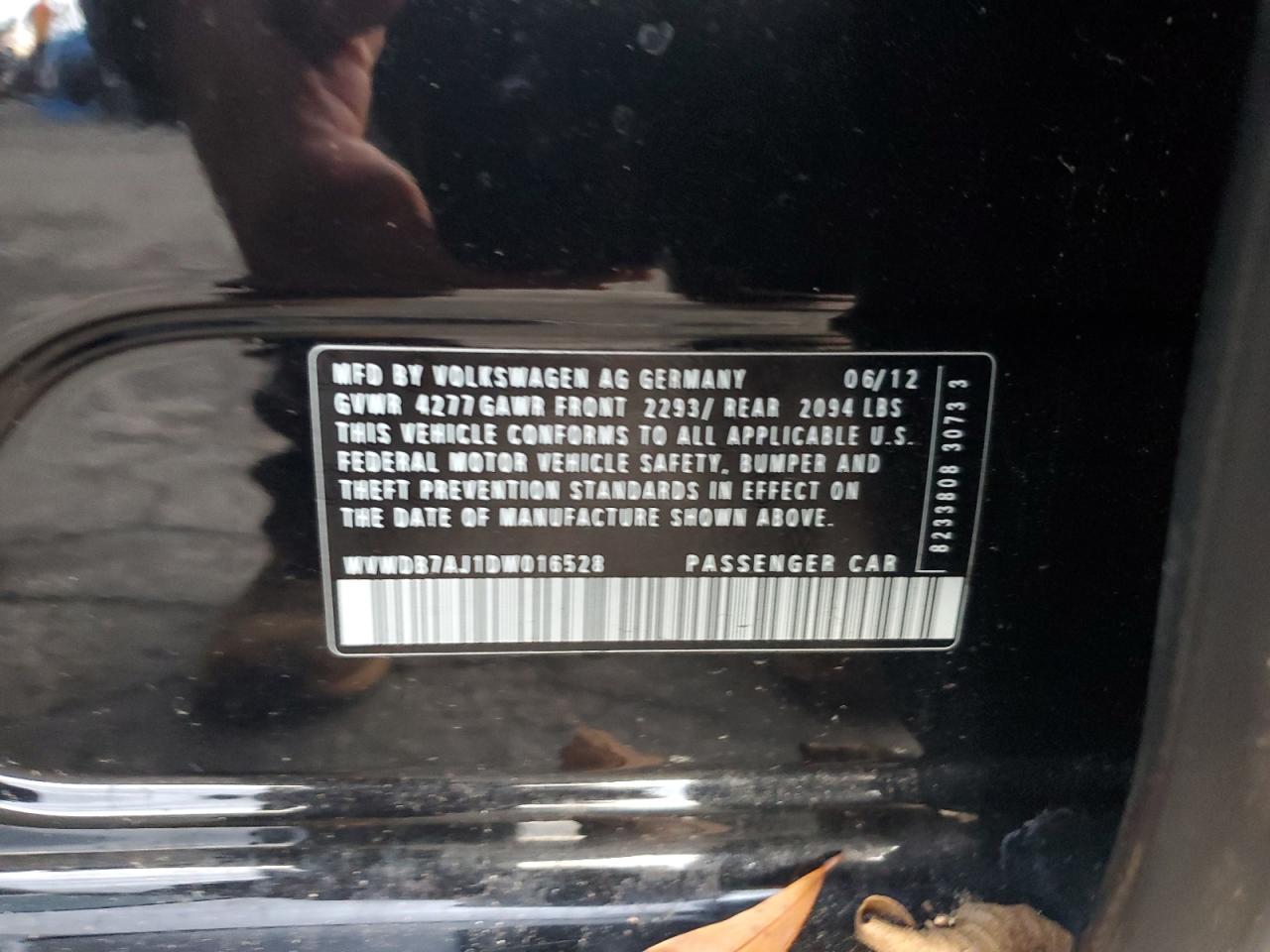 2013 Volkswagen Golf VIN: WVWDB7AJ1DW016528 Lot: 85528104