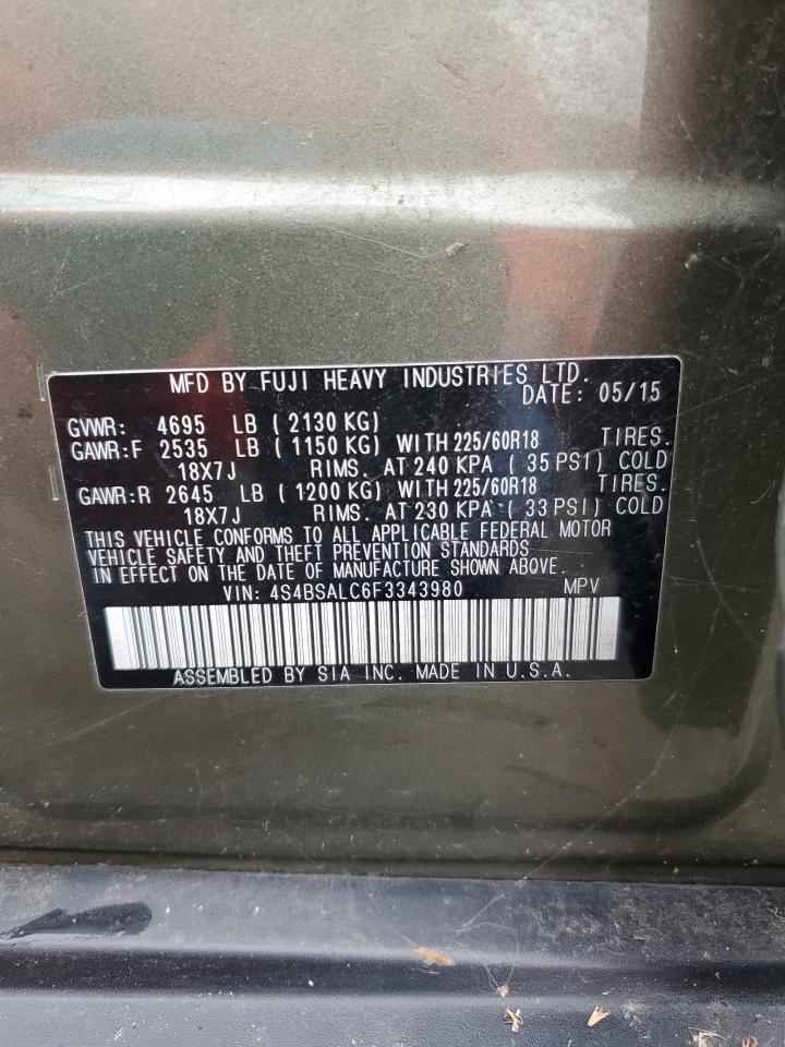 VIN 4S4BSALC6F3343980 2015 SUBARU OUTBACK no.14