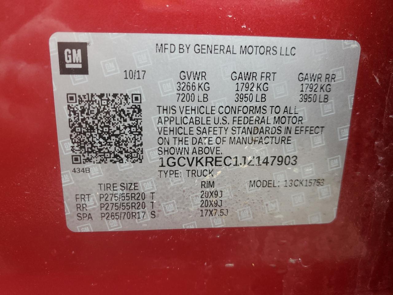 2018 Chevrolet Silverado K1500 Lt VIN: 1GCVKREC1JZ147903 Lot: 85469194