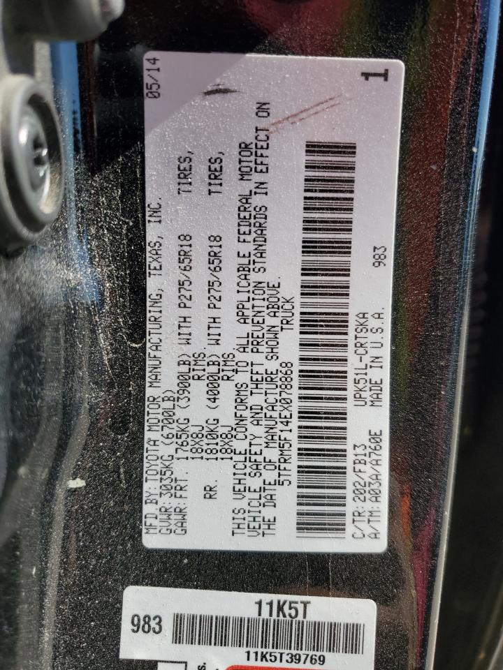 2014 Toyota Tundra Double Cab Sr VIN: 5TFRM5F14EX078868 Lot: 84549414