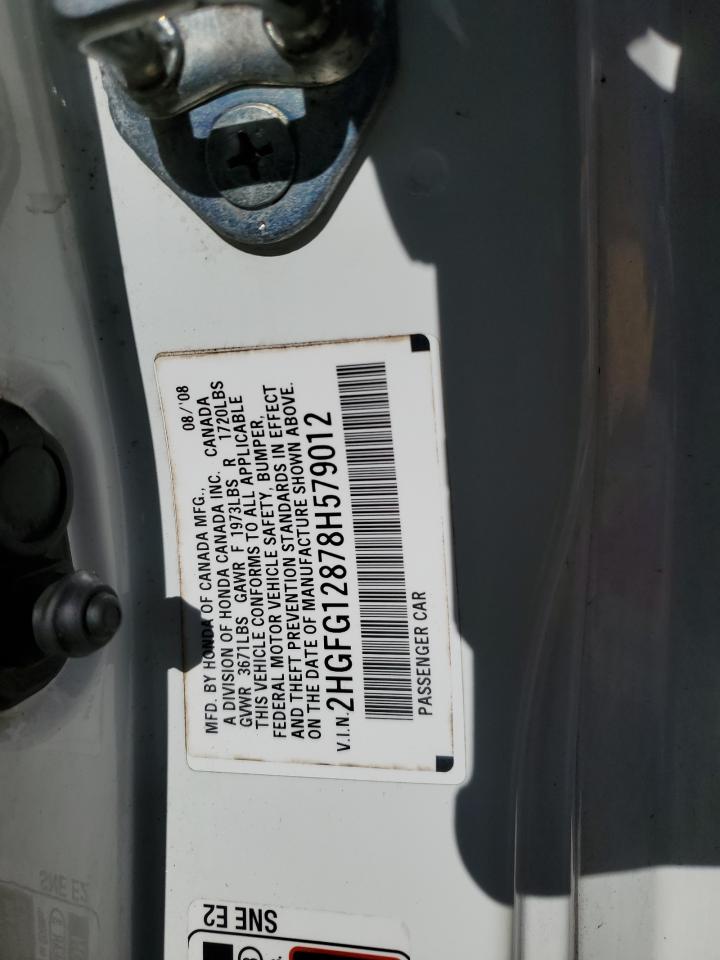 2008 Honda Civic Ex VIN: 2HGFG12878H579012 Lot: 85922014