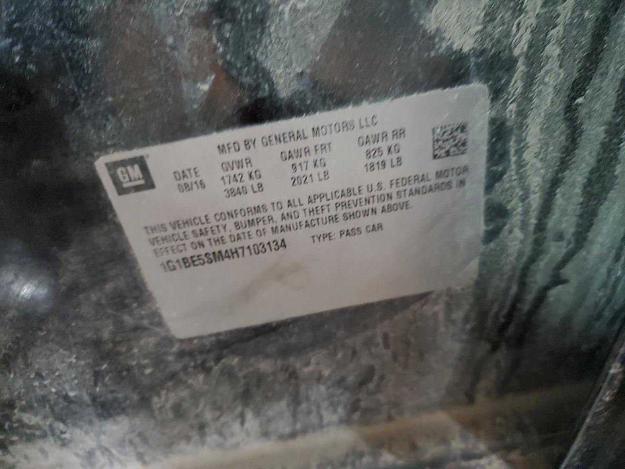 2017 Chevrolet Cruze Lt VIN: 1G1BE5SM4H7103134 Lot: 83872294