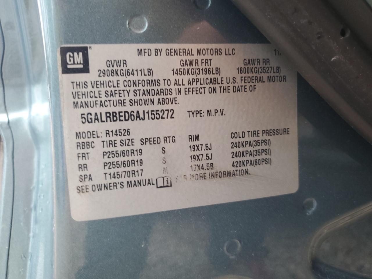 2010 Buick Enclave Cxl VIN: 5GALRBED6AJ155272 Lot: 84532394