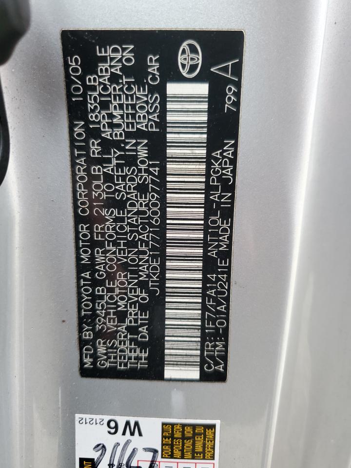 2006 Toyota Scion Tc VIN: JTKDE177160097741 Lot: 85031764