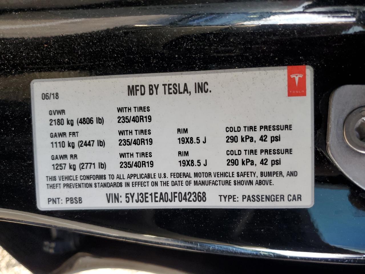 VIN 5YJ3E1EA0JF042368 2018 TESLA MODEL 3 no.12