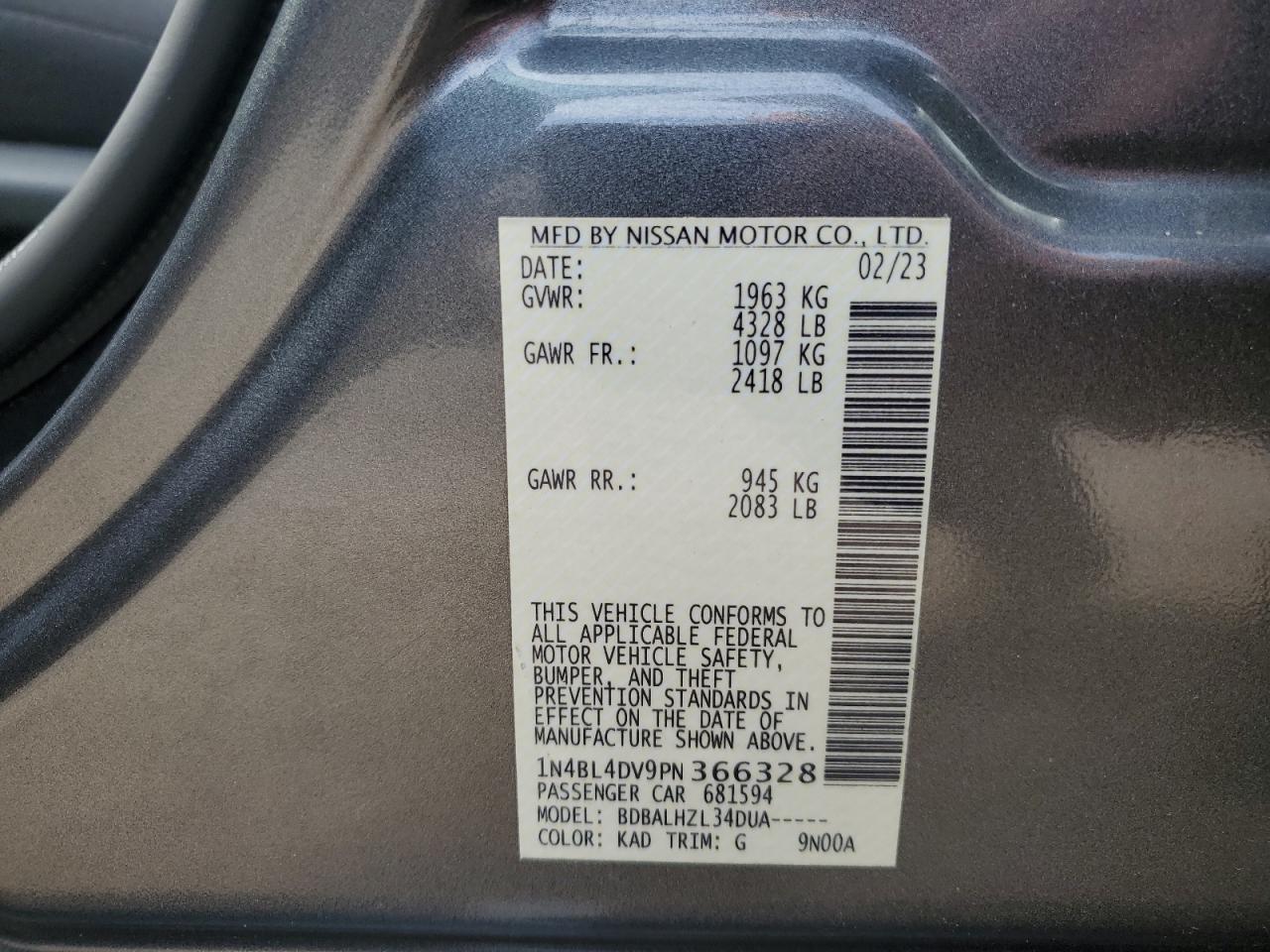 1N4BL4DV9PN366328 NISSAN ALTIMA 2023