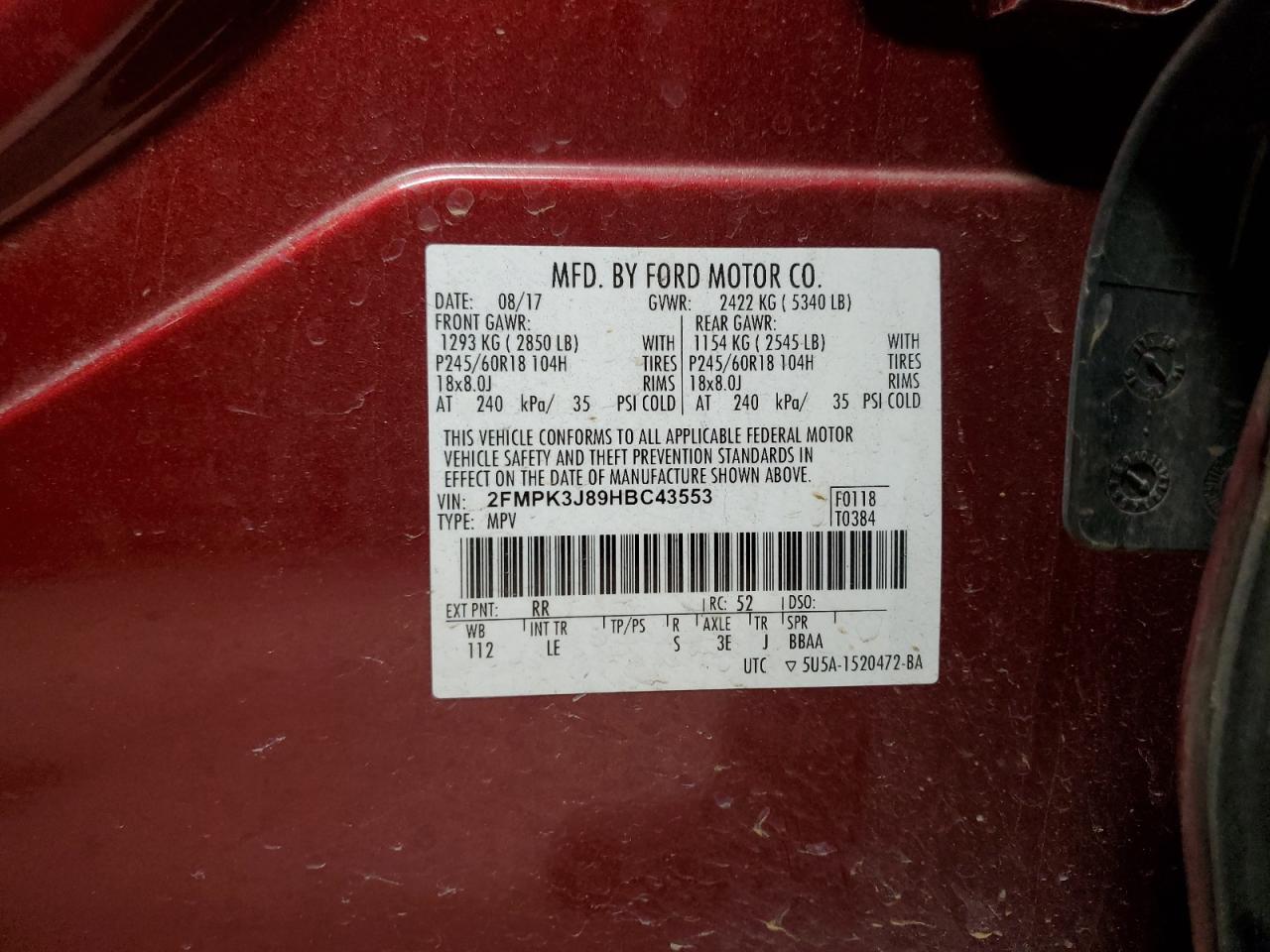 2FMPK3J89HBC43553 2017 FORD EDGE - Image 16