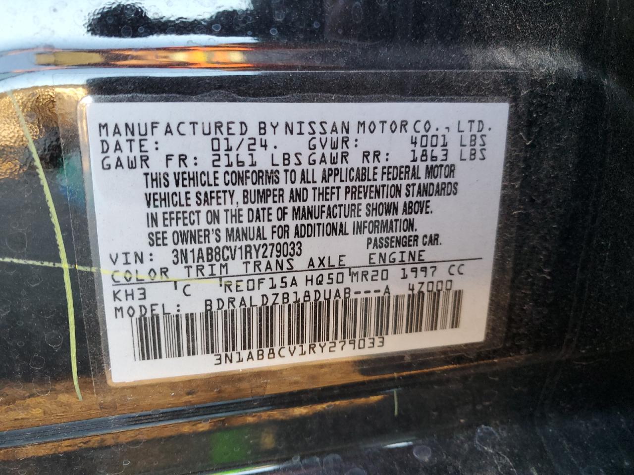 3N1AB8CV1RY279033 NISSAN SENTRA 2024