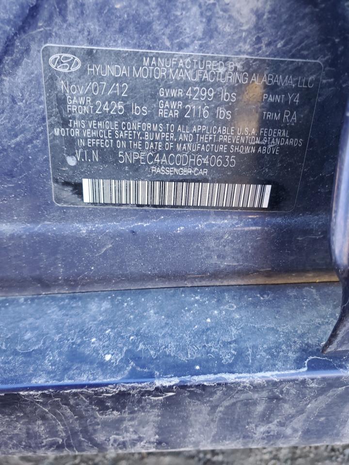 2013 Hyundai Sonata Se VIN: 5NPEC4AC0DH640635 Lot: 83459684
