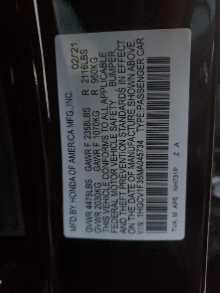 VIN 1HGCV1F35MA045734 2021 HONDA ACCORD no.13