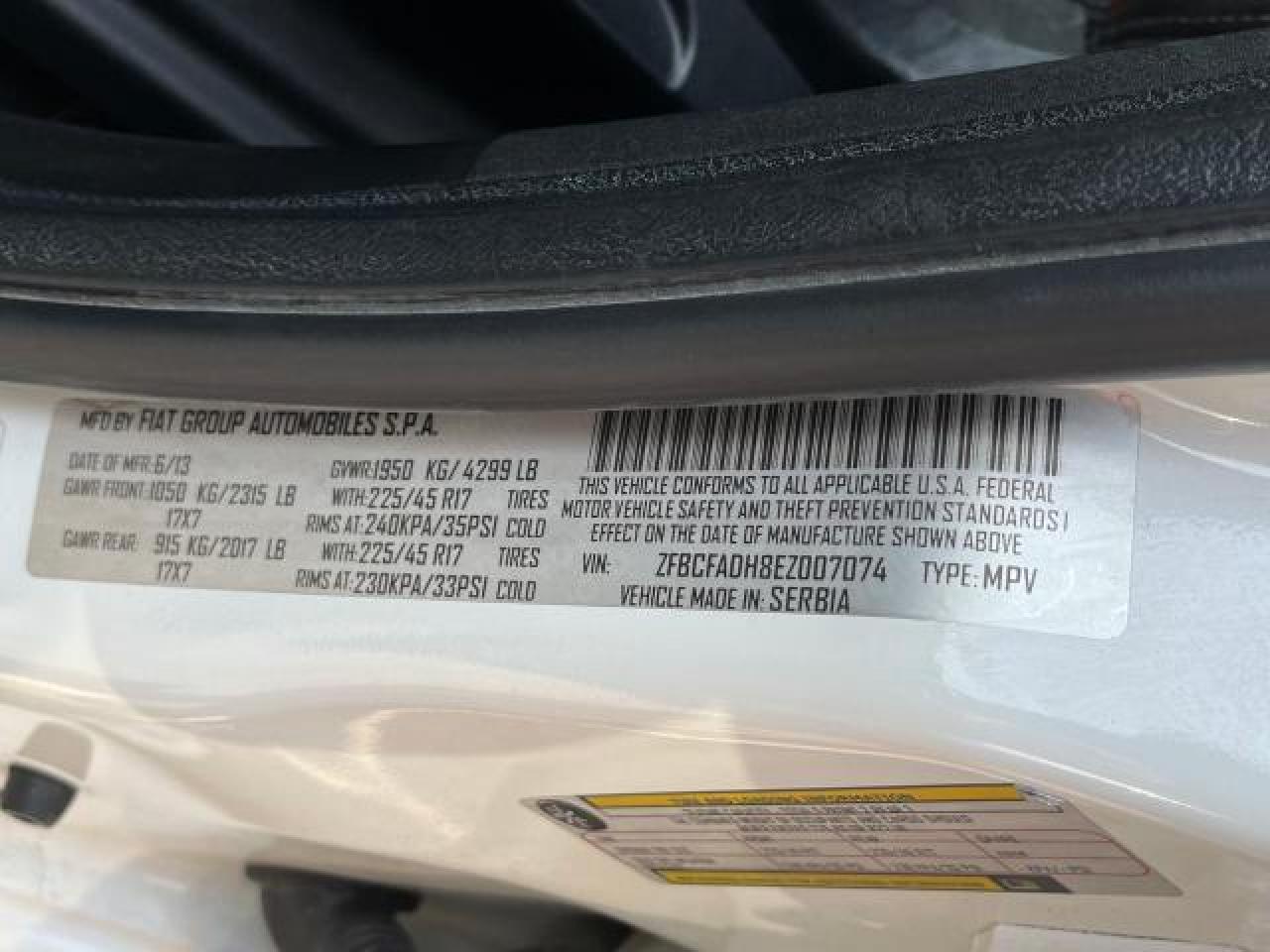 2014 Fiat 500L Trekking VIN: ZFBCFADH8EZ007074 Lot: 83749514