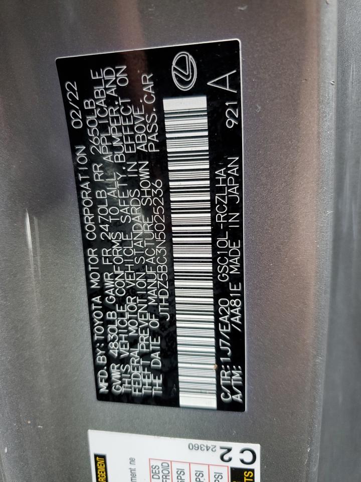 2022 Lexus Rc 350 Base VIN: JTHDZ5BC3N5025236 Lot: 82552844