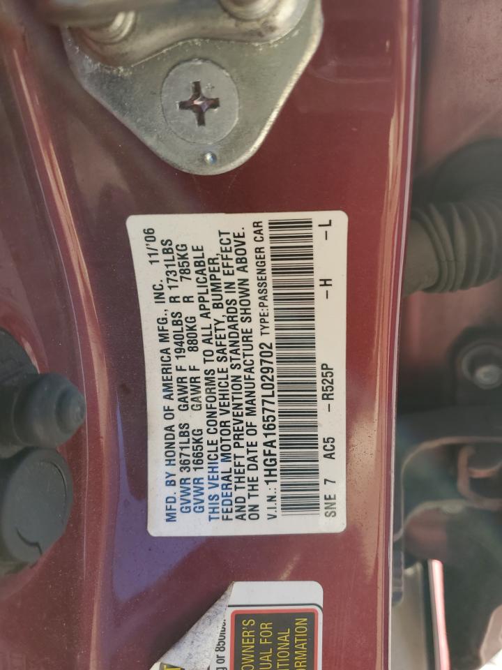 2007 Honda Civic Lx VIN: 1HGFA16577L029702 Lot: 87200524