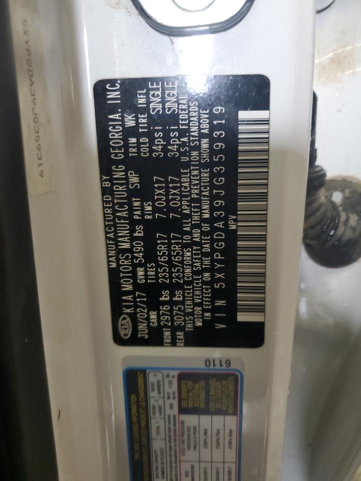 2018 Kia Sorento Lx VIN: 5XYPGDA39JG359319 Lot: 84455154