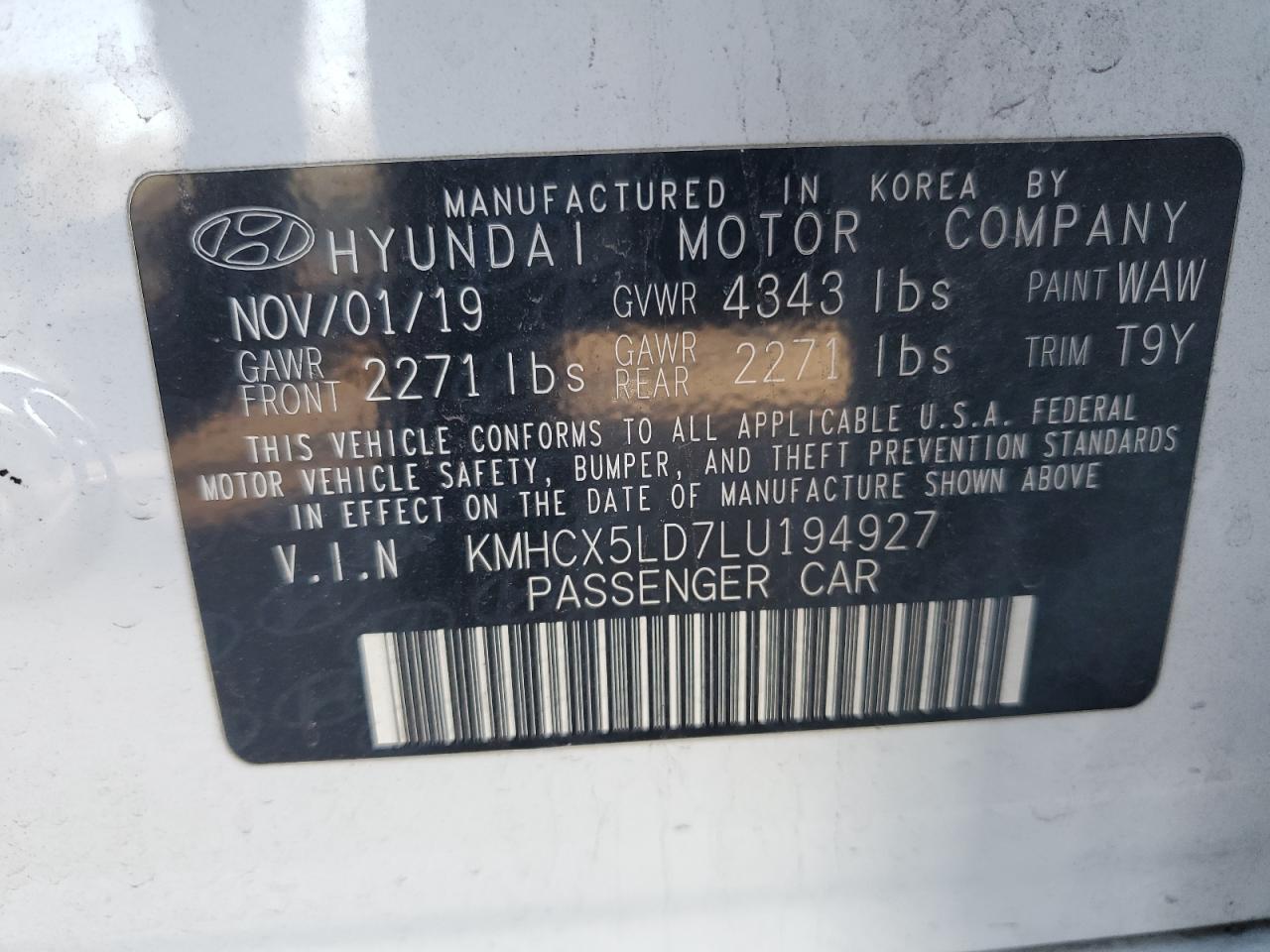 VIN KMHCX5LD7LU194927 2020 HYUNDAI IONIQ no.12