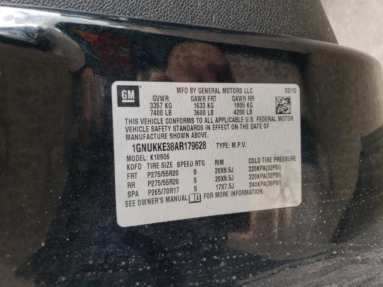 2010 Chevrolet Suburban K1500 Ltz VIN: 1GNUKKE38AR179628 Lot: 83559354