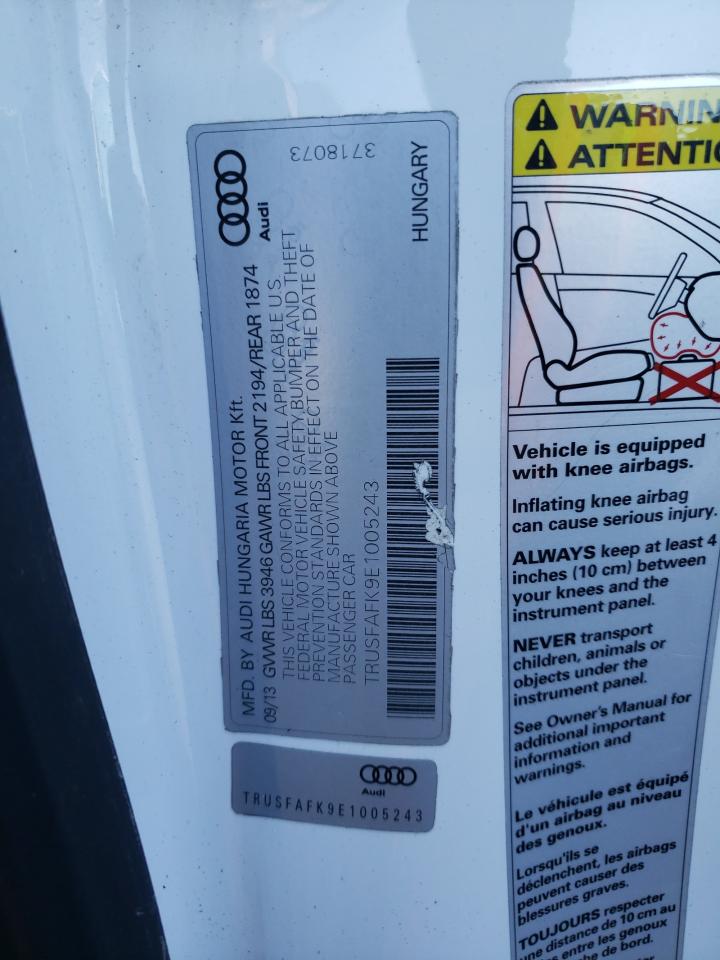 2014 Audi Tt Premium Plus VIN: TRUSFAFK9E1005243 Lot: 81951174