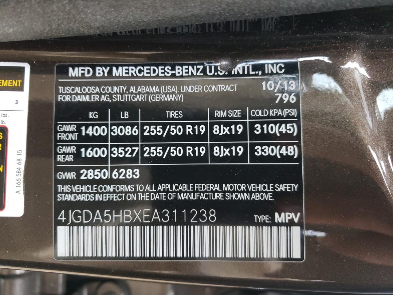 VIN 4JGDA5HBXEA311238 2014 MERCEDES-BENZ M-CLASS no.14