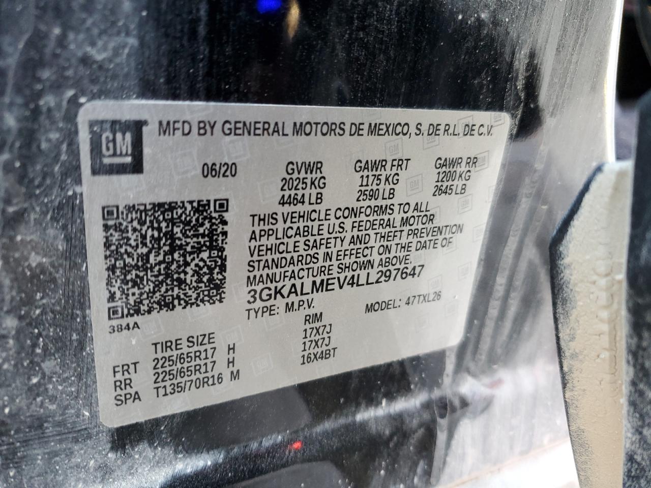 2020 GMC Terrain Sle VIN: 3GKALMEV4LL297647 Lot: 84712194