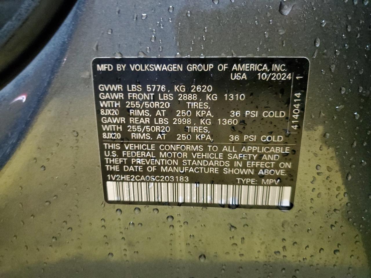 VIN 1V2HE2CA0SC203183 2025 VOLKSWAGEN ATLAS no.14