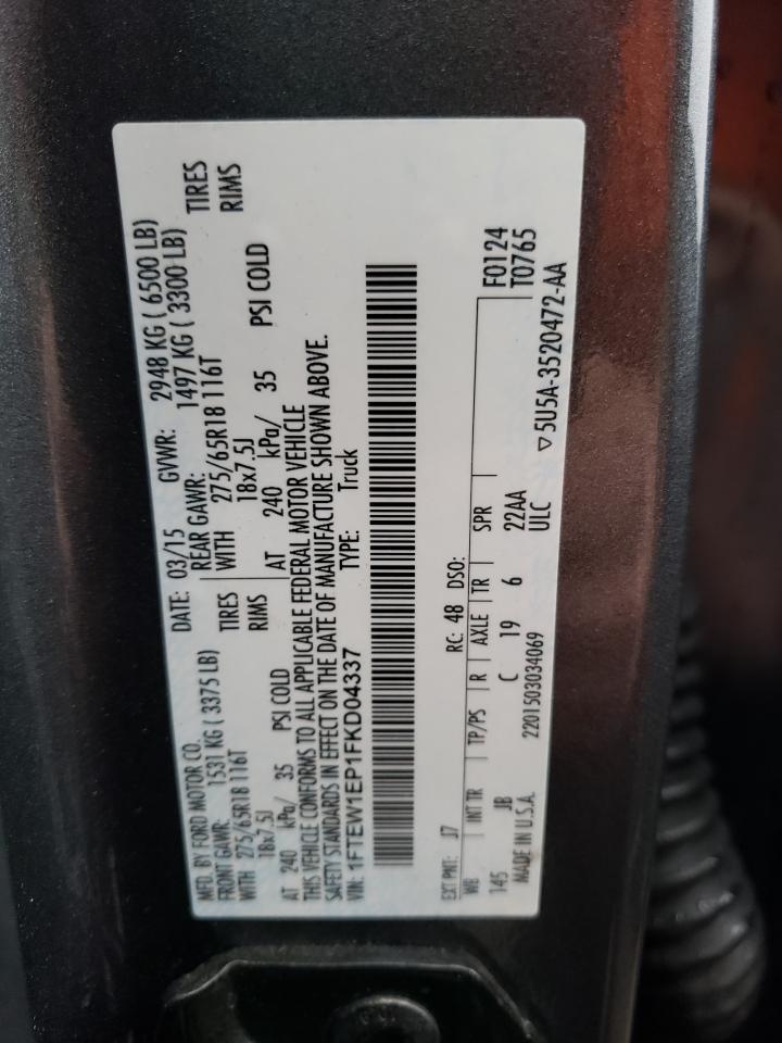 2015 Ford F150 Supercrew VIN: 1FTEW1EP1FKD04337 Lot: 83789654