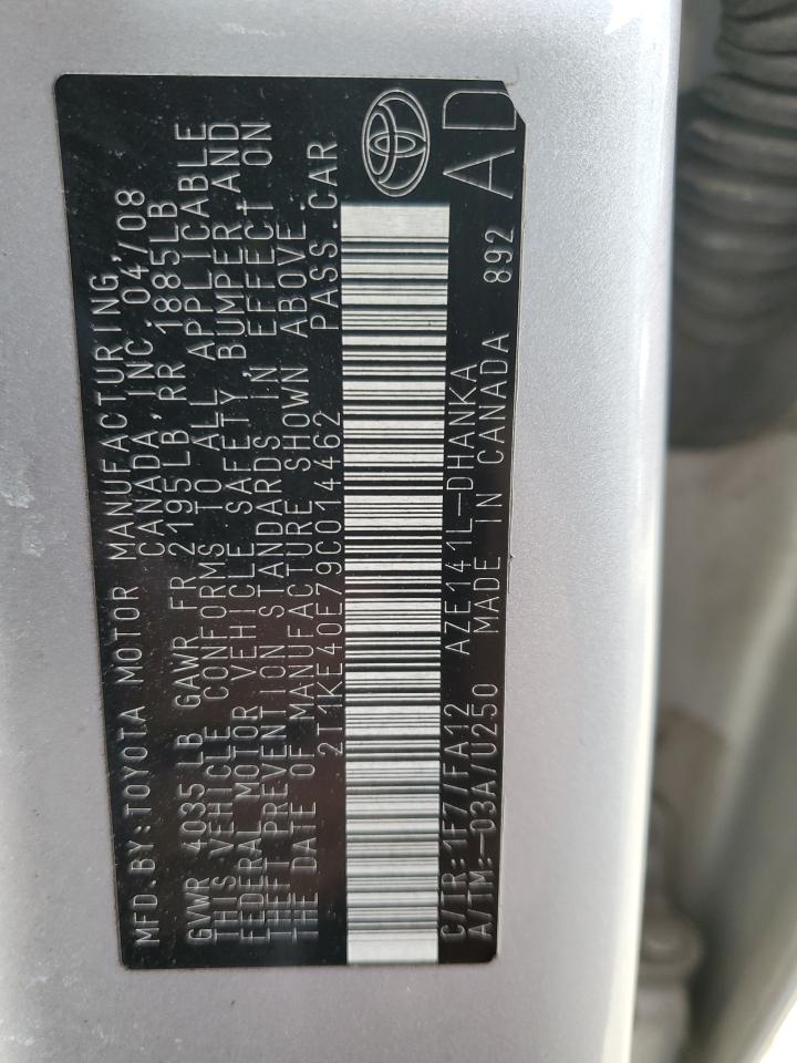 2009 Toyota Corolla Matrix S VIN: 2T1KE40E79C014462 Lot: 87007104