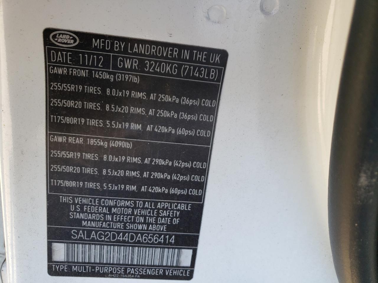2013 Land Rover Lr4 Hse VIN: SALAG2D44DA656414 Lot: 83882074