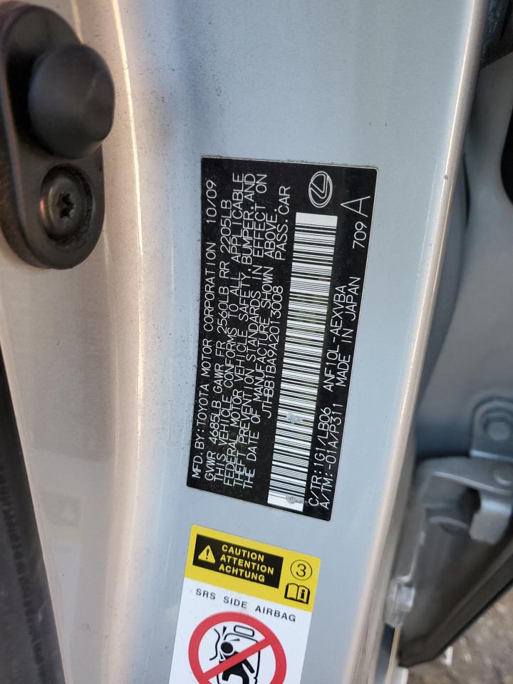 2010 Lexus Hs 250H VIN: JTHBB1BA9A2013008 Lot: 85761394