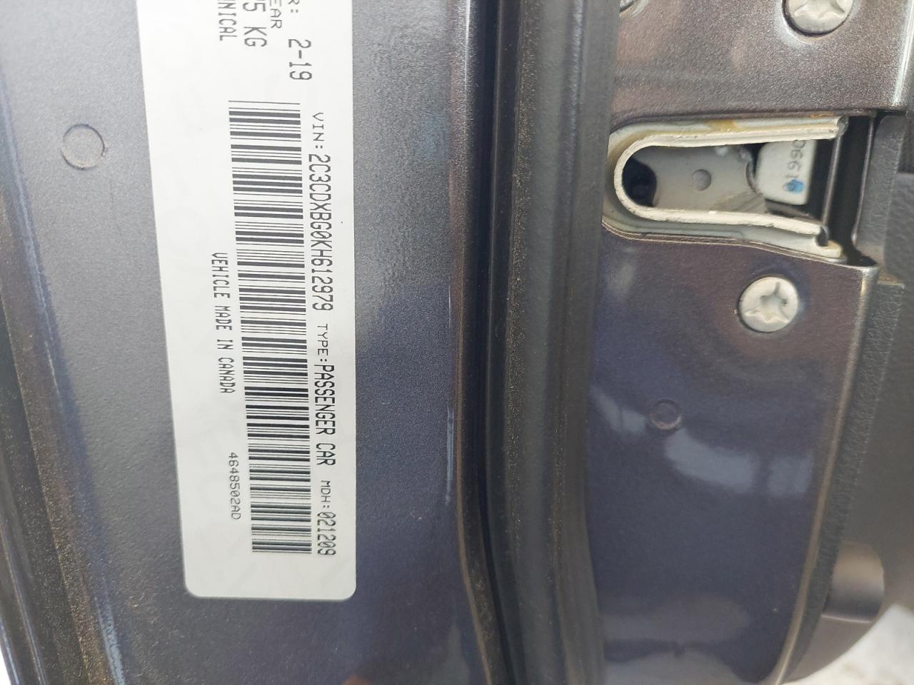 2C3CDXBG0KH612979 - 2019 DODGE CHARGER - #86038834