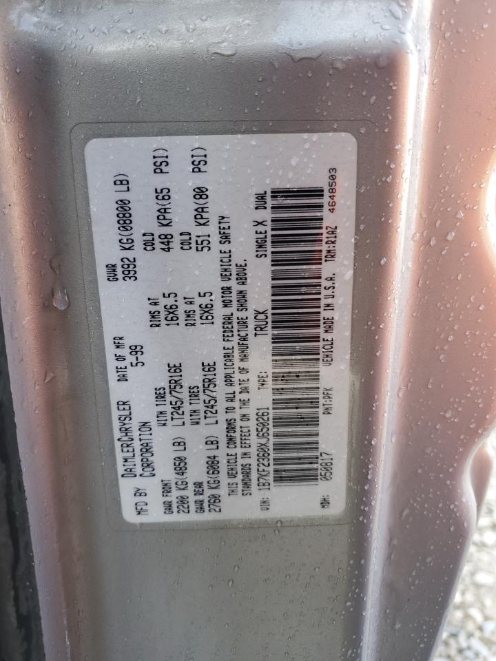 1999 Dodge Ram 2500 VIN: 1B7KF2360XJ650261 Lot: 85682364