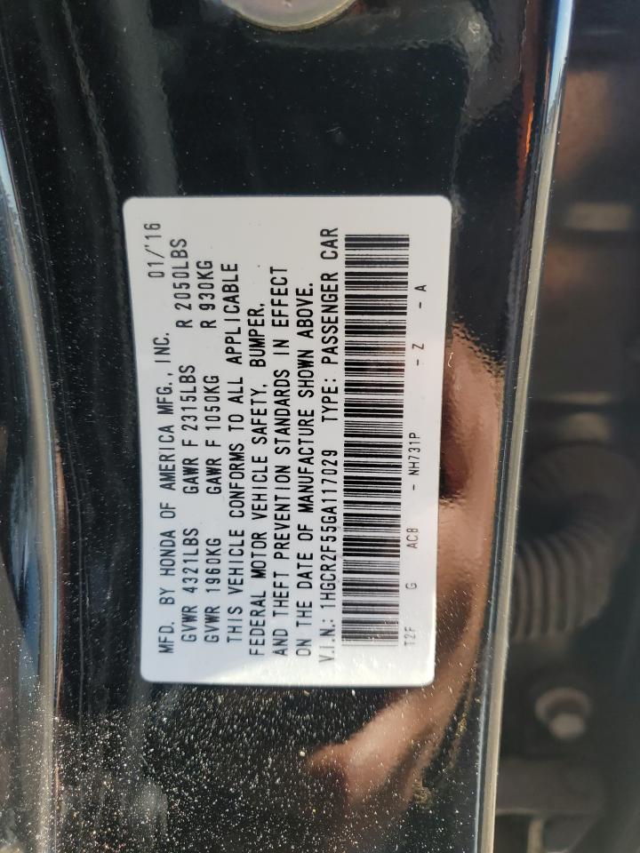 VIN 1HGCR2F55GA117029 2016 HONDA ACCORD no.13