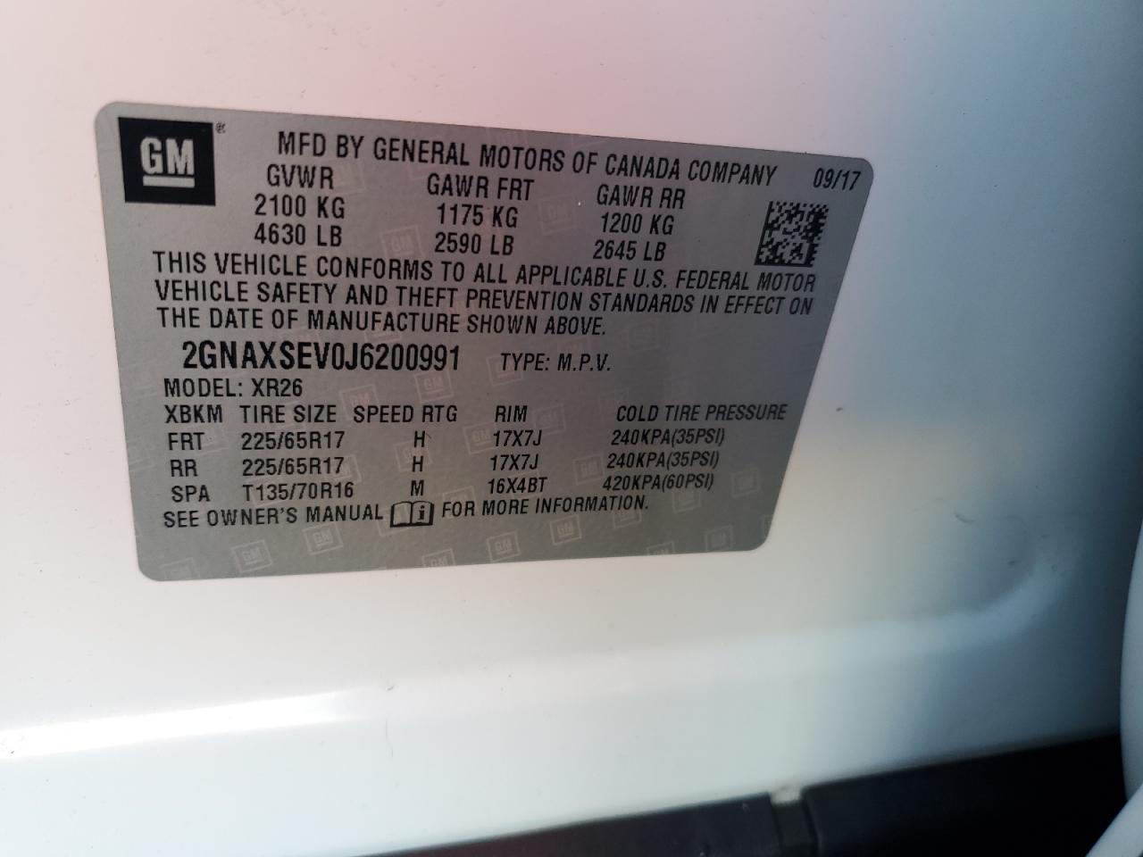 2GNAXSEV0J6200991 2018 CHEVROLET EQUINOX - Image 14
