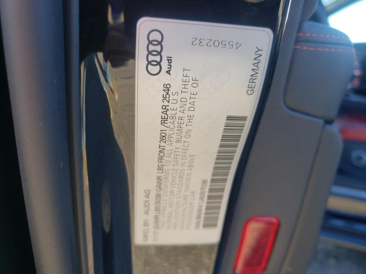 2018 Audi S4 Premium Plus VIN: WAUB4AF41JA097036 Lot: 84469644