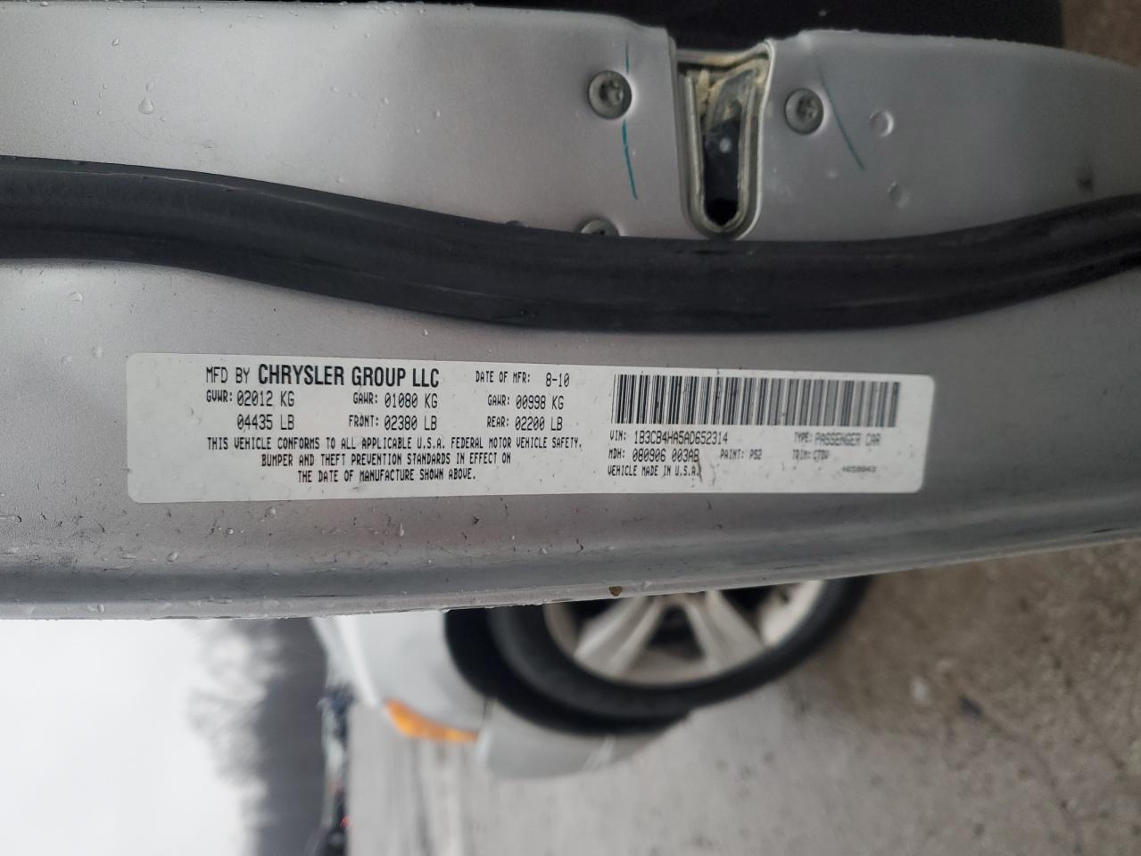 2010 Dodge Caliber Sxt VIN: 1B3CB4HA5AD652314 Lot: 85770924