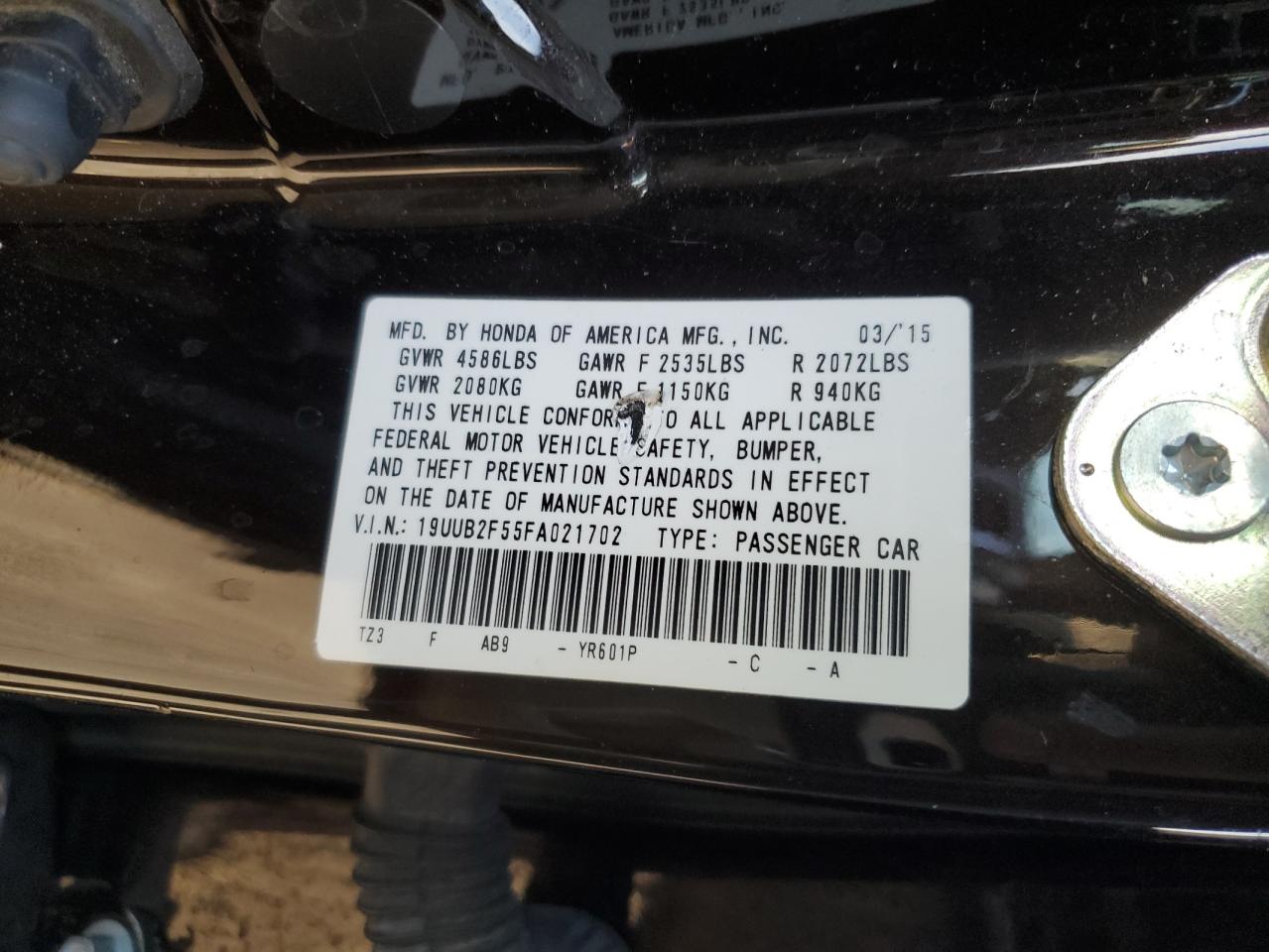 VIN 19UUB2F55FA021702 2015 ACURA TLX no.12