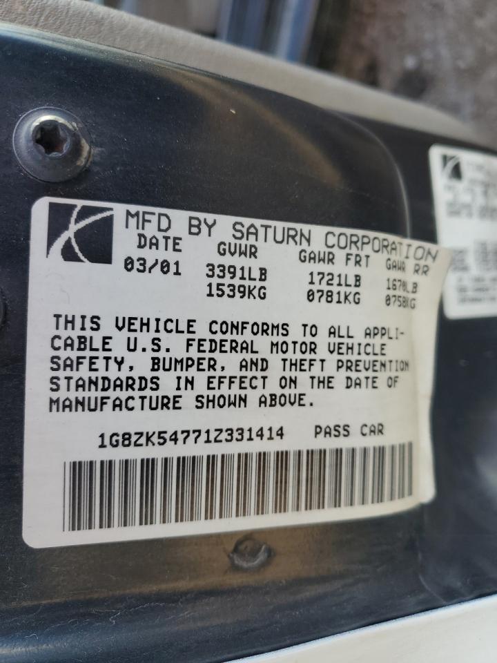 2001 Saturn Sl2 VIN: 1G8ZK54771Z331414 Lot: 83895804