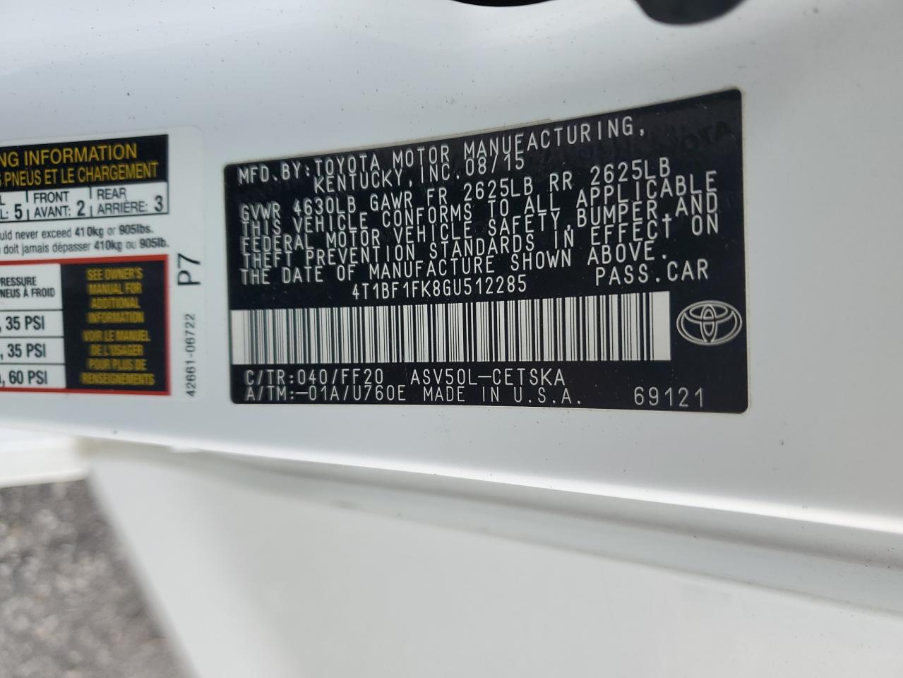 VIN 4T1BF1FK8GU512285 2016 TOYOTA CAMRY no.12