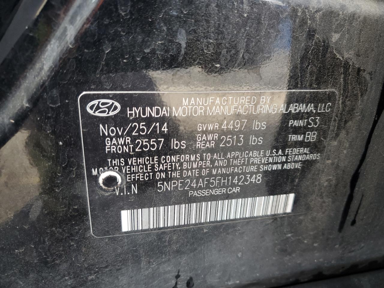 VIN 5NPE24AF5FH142348 2015 HYUNDAI SONATA no.12