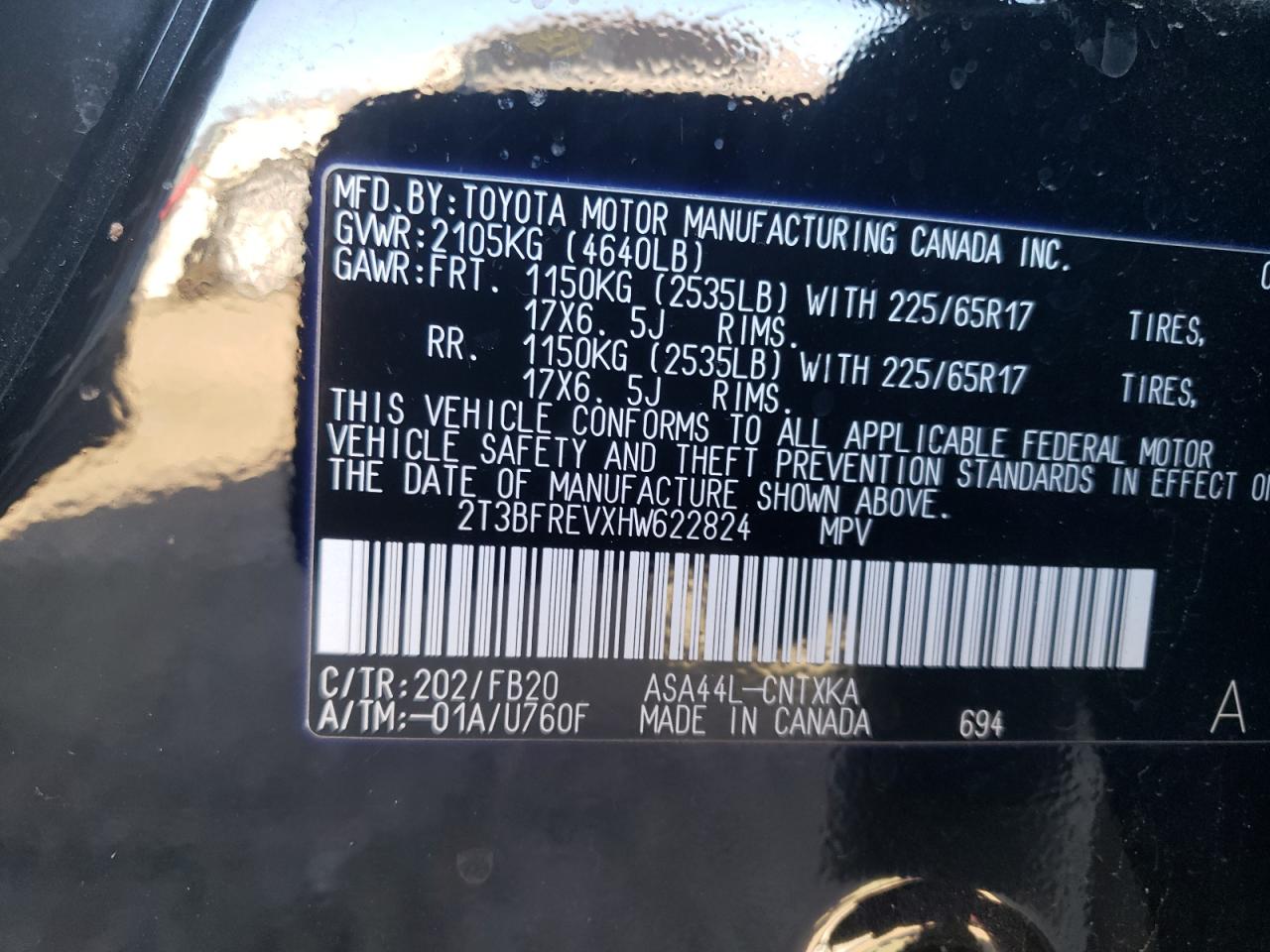 VIN 2T3BFREVXHW622824 2017 TOYOTA RAV4 no.13