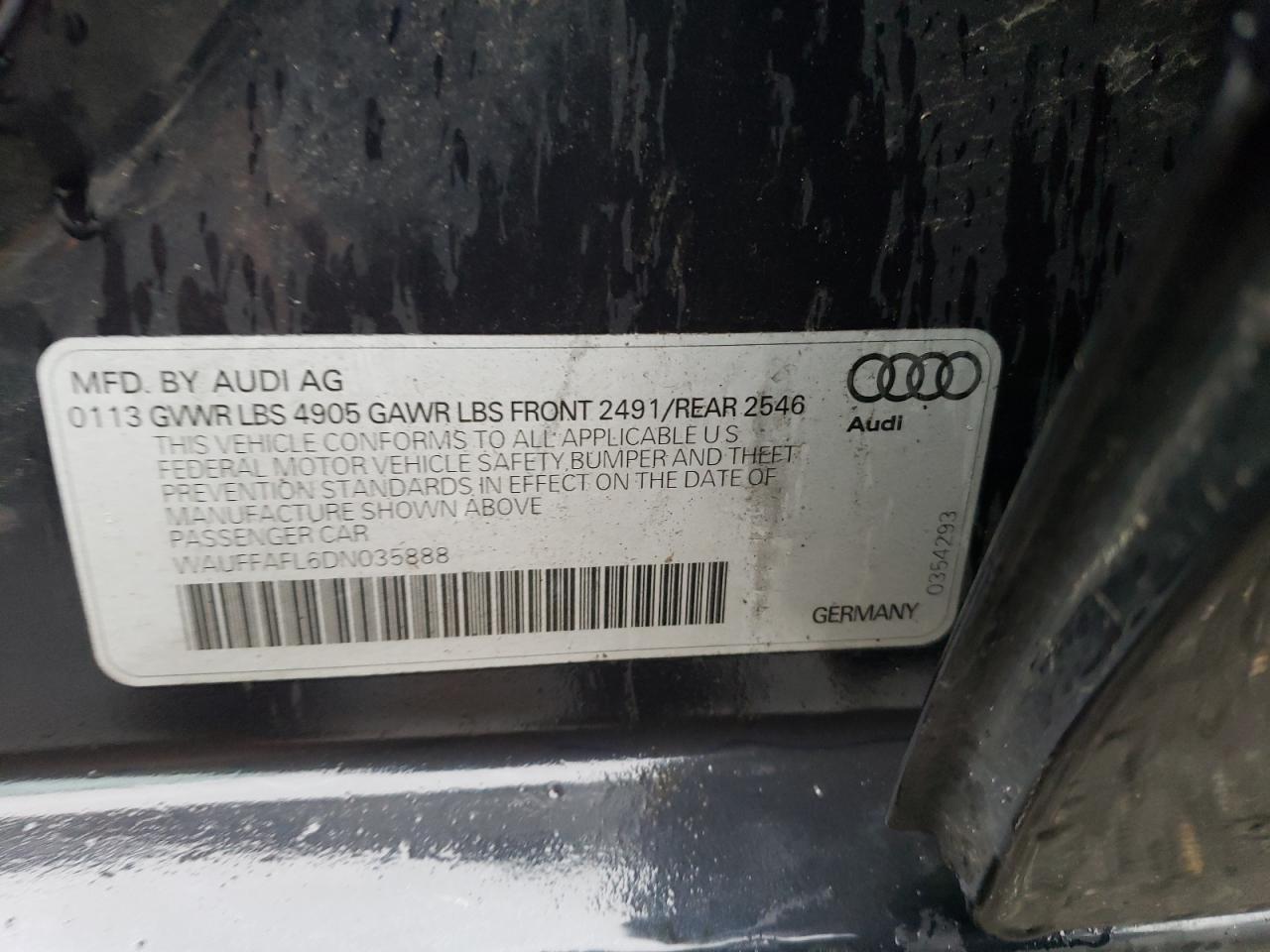 VIN WAUFFAFL6DN035888 2013 AUDI A4 no.12