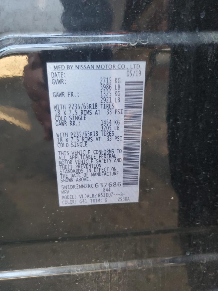 2019 Nissan Pathfinder S VIN: 5N1DR2MN2KC637686 Lot: 83536744