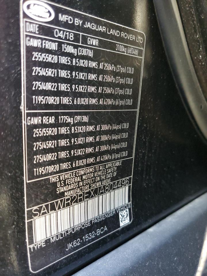 2018 Land Rover Range Rover Sport Supercharged Dynamic VIN: SALWR2REXJA804496 Lot: 86253794