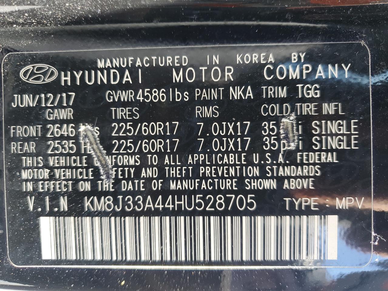 VIN KM8J33A44HU528705 2017 HYUNDAI TUCSON no.13