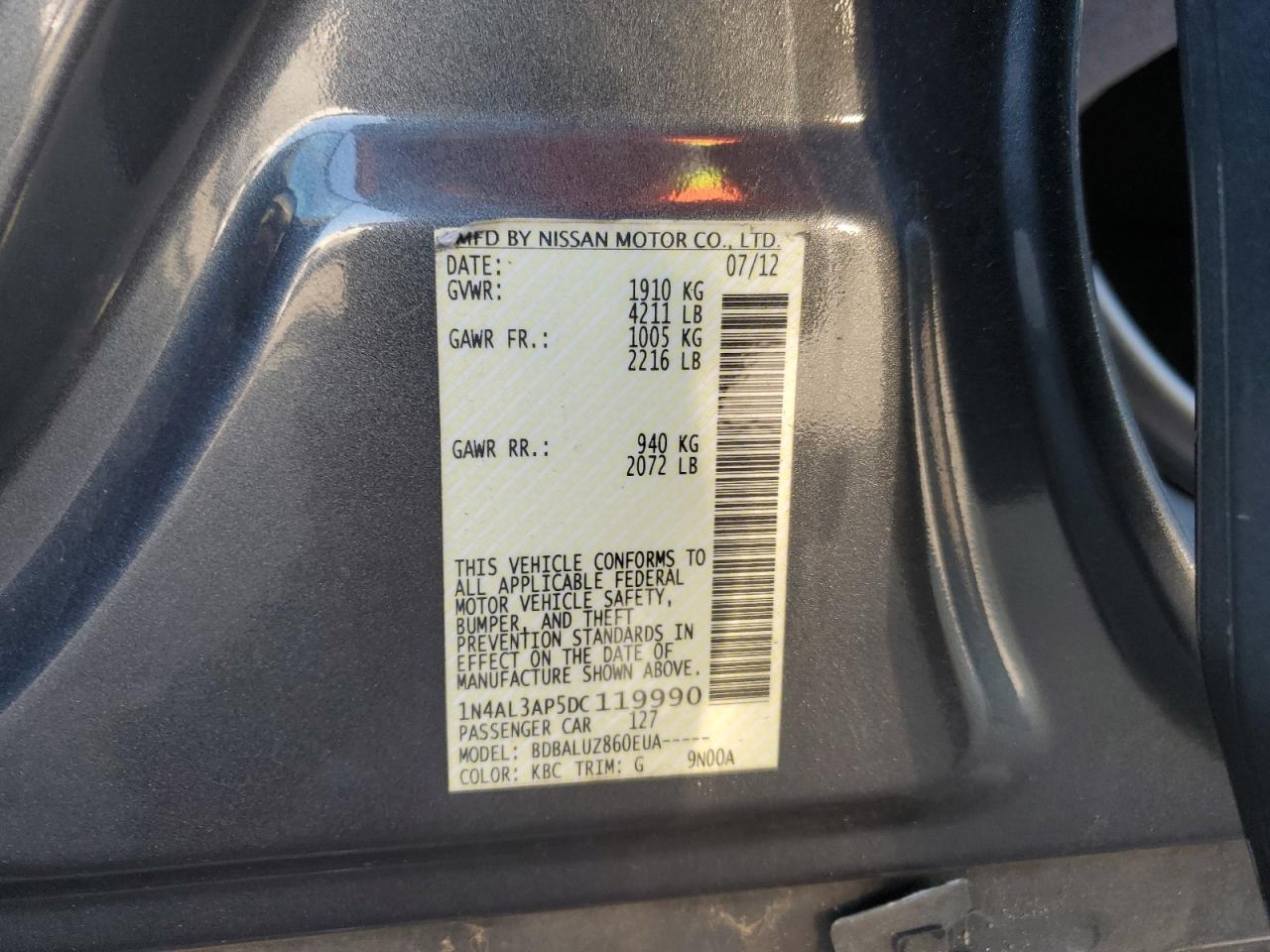 VIN 1N4AL3AP5DC119990 2013 NISSAN ALTIMA no.12