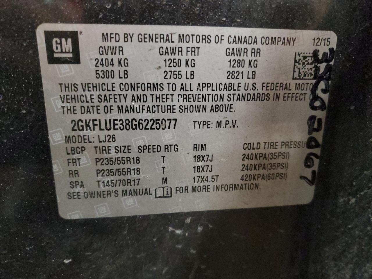 VIN 2GKFLUE38G6225977 2016 GMC TERRAIN no.13