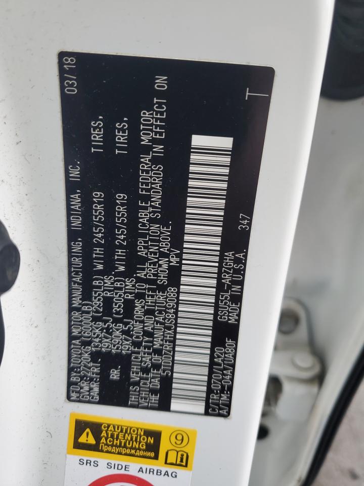 2018 Toyota Highlander Limited VIN: 5TDDZRFHXJS849088 Lot: 84751894